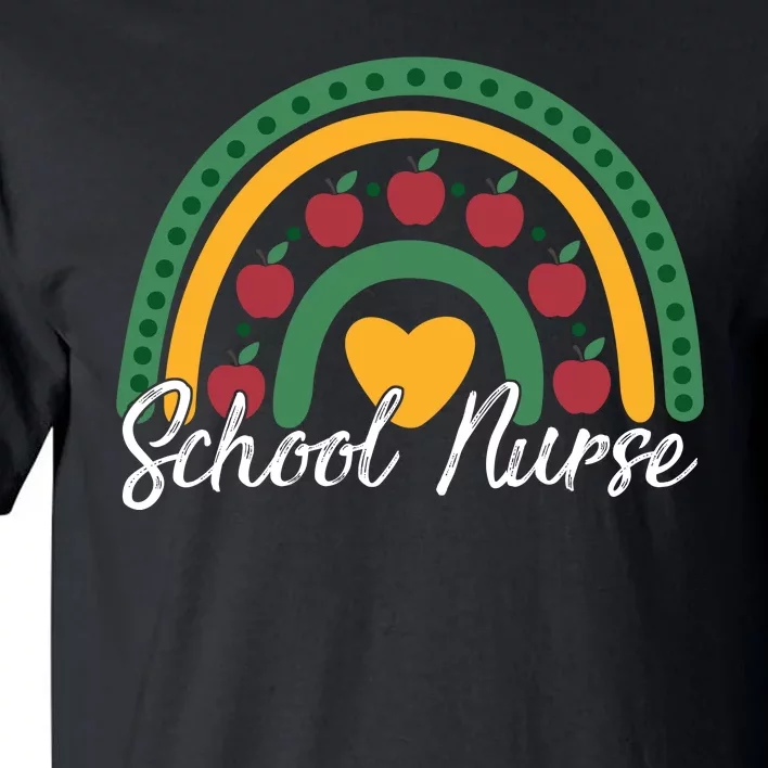 School Nurse Apple Rainbow Heart Tall T-Shirt