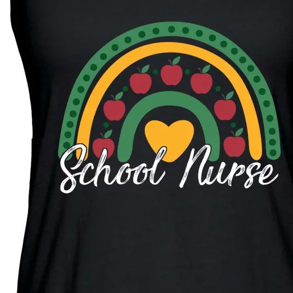 School Nurse Apple Rainbow Heart Ladies Essential Flowy Tank