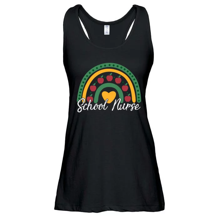 School Nurse Apple Rainbow Heart Ladies Essential Flowy Tank