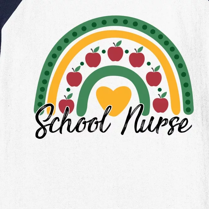 School Nurse Apple Rainbow Heart Baseball Sleeve Shirt