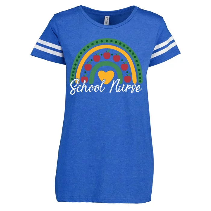 School Nurse Apple Rainbow Heart Enza Ladies Jersey Football T-Shirt