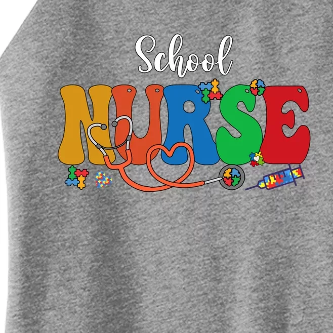 School Nurse Autism Day Love Heart Stethoscope Rn Nurse Mom Great Gift Women’s Perfect Tri Rocker Tank