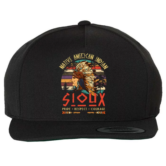 Sioux Native American Indian Pride Indigenous Tribe Cool Gift Wool Snapback Cap