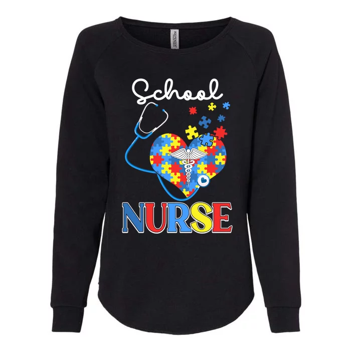 School Nurse Autism Day Love Heart Stethoscope Rn Nurse Mom Gift Womens California Wash Sweatshirt