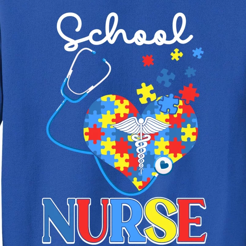 School Nurse Autism Day Love Heart Stethoscope Rn Nurse Mom Gift Sweatshirt