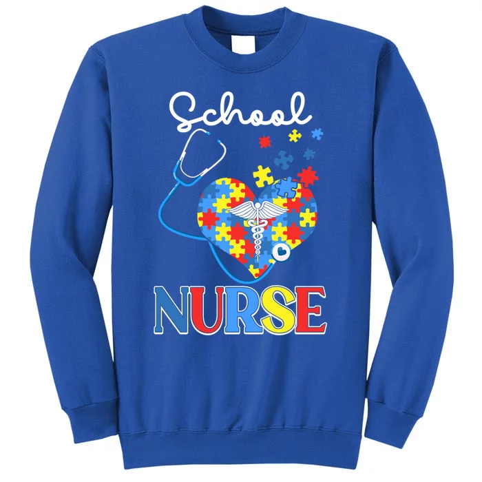 School Nurse Autism Day Love Heart Stethoscope Rn Nurse Mom Gift Sweatshirt