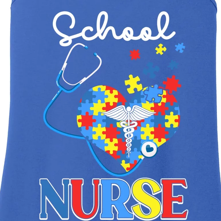 School Nurse Autism Day Love Heart Stethoscope Rn Nurse Mom Gift Ladies Essential Tank