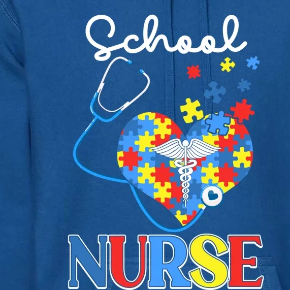 School Nurse Autism Day Love Heart Stethoscope Rn Nurse Mom Gift Premium Hoodie