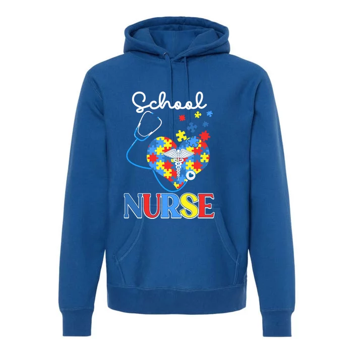 School Nurse Autism Day Love Heart Stethoscope Rn Nurse Mom Gift Premium Hoodie