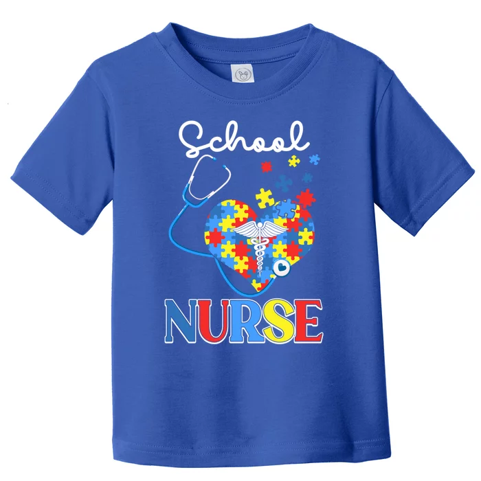 School Nurse Autism Day Love Heart Stethoscope Rn Nurse Mom Gift Toddler T-Shirt