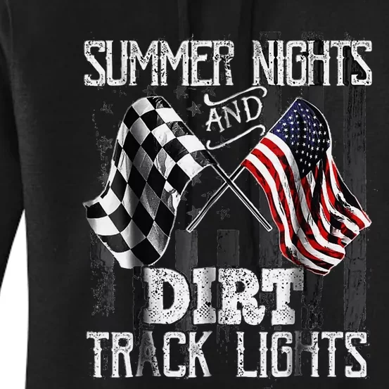 Summer Nights And Dirt Track Lights Sprint Car Racing Women's Pullover Hoodie