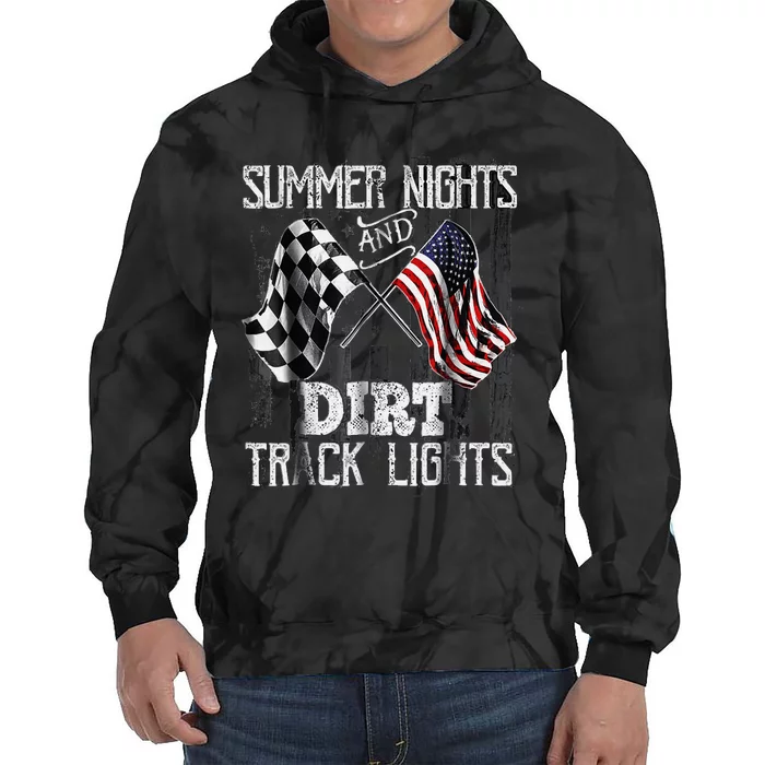 Summer Nights And Dirt Track Lights Sprint Car Racing Tie Dye Hoodie