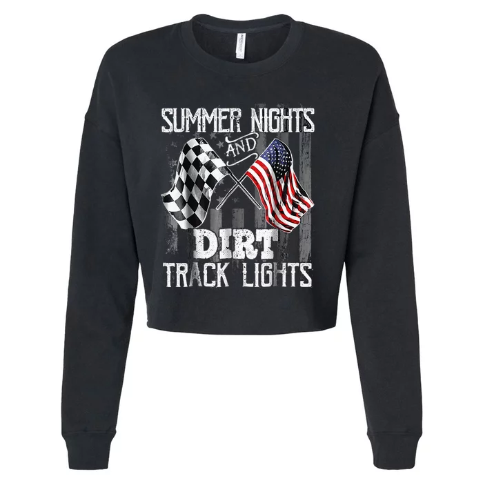 Summer Nights And Dirt Track Lights Sprint Car Racing Cropped Pullover Crew