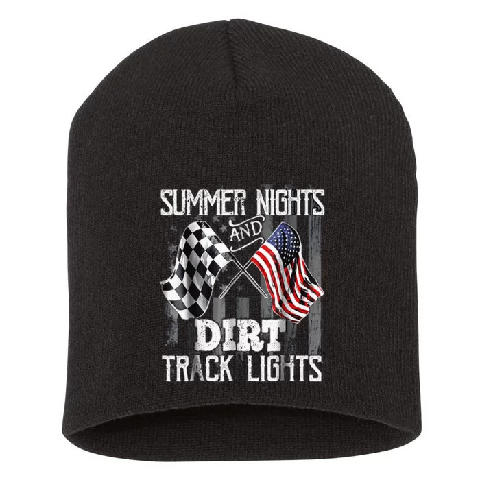 Summer Nights And Dirt Track Lights Sprint Car Racing Short Acrylic Beanie