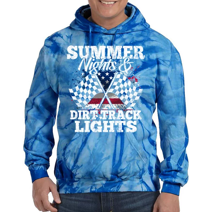 Summer Nights And Dirt Track Lights Racing Driver Funny Gift Tie Dye Hoodie