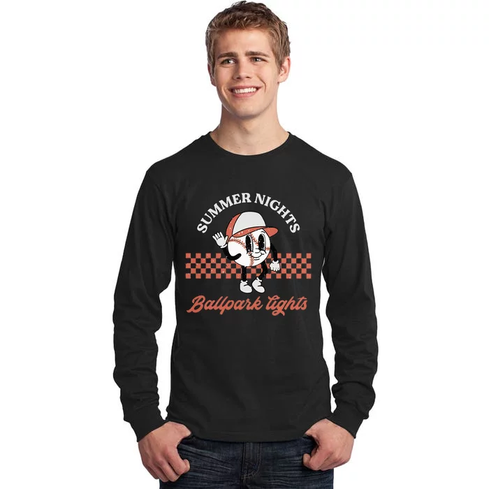 Summer Nights And Ballpark Lights funny Baseball Lover Tall Long Sleeve T-Shirt