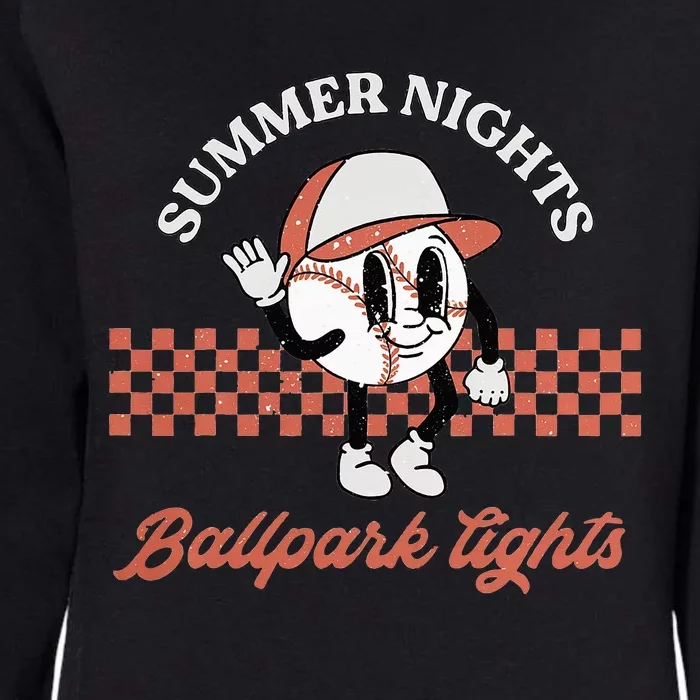 Summer Nights And Ballpark Lights funny Baseball Lover Womens California Wash Sweatshirt