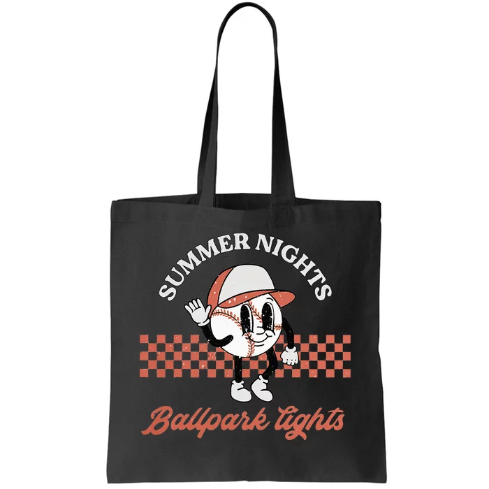 Summer Nights And Ballpark Lights Vintage Baseball Lover Tote Bag