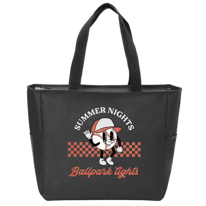 Summer Nights And Ballpark Lights Vintage Baseball Lover Zip Tote Bag