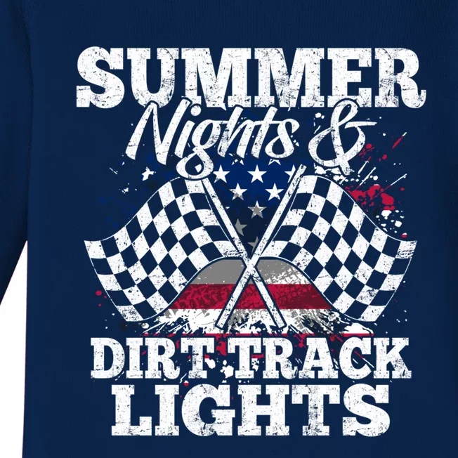 Summer Nights And Dirt Track Lights Racing Driver Funny Gift Cute Gift Baby Long Sleeve Bodysuit