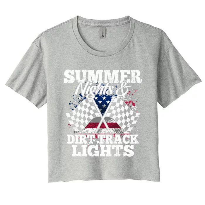 Summer Nights And Dirt Track Lights Racing Driver Funny Gift Cute Gift Women's Crop Top Tee