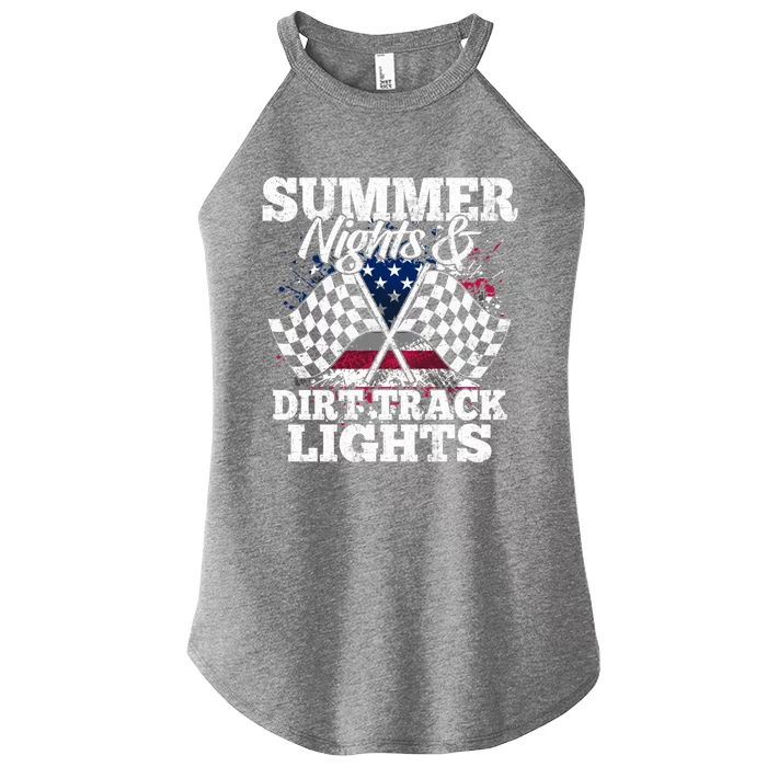 Summer Nights And Dirt Track Lights Racing Driver Funny Gift Cute Gift Women’s Perfect Tri Rocker Tank