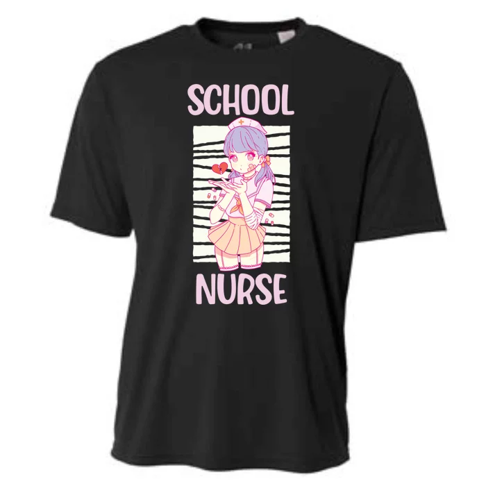 School Nurse Anime Nursing Cool Gift Cooling Performance Crew T-Shirt