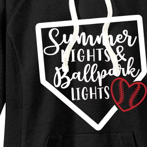 Summer Nights And Ballpark Lights Baseball Softball Funny Gift Women's Fleece Hoodie