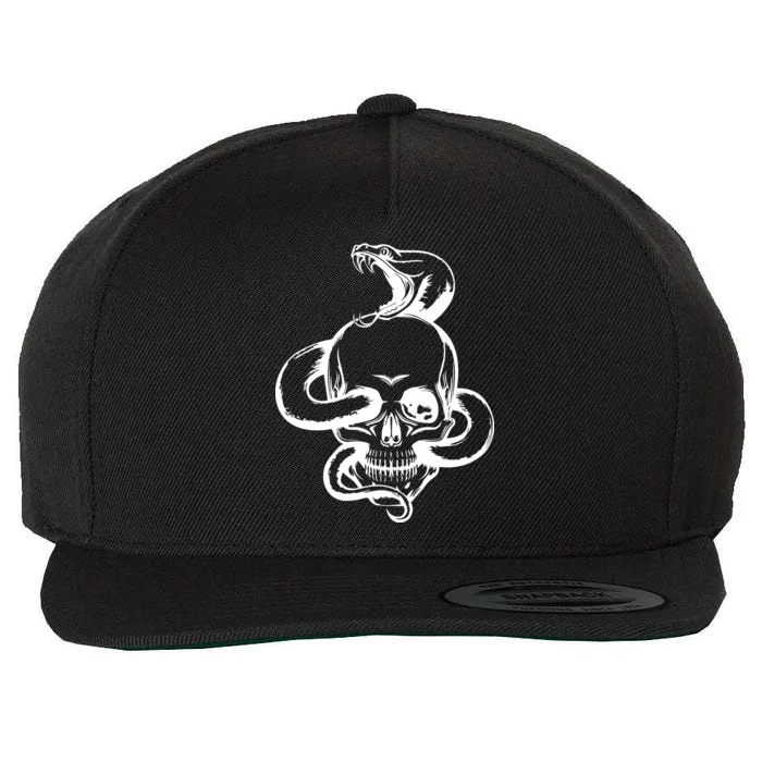 Snake Skull Wool Snapback Cap