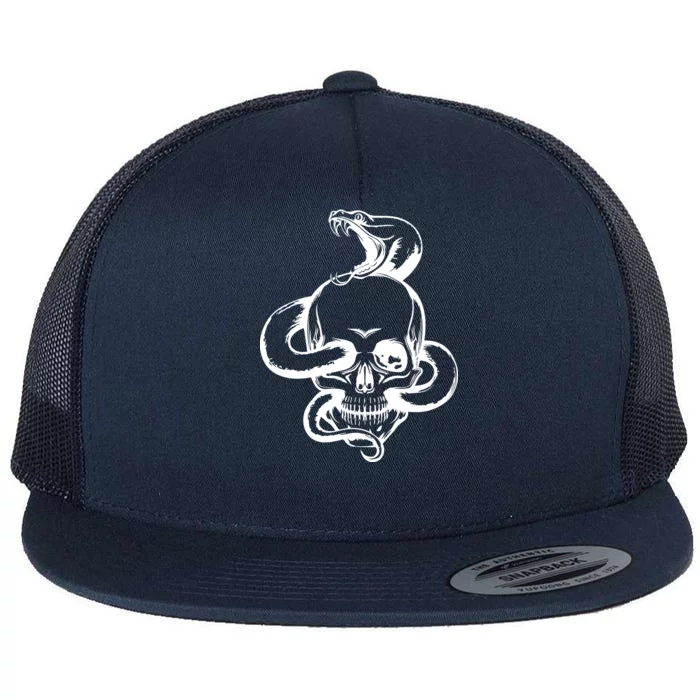 Snake Skull Flat Bill Trucker Hat