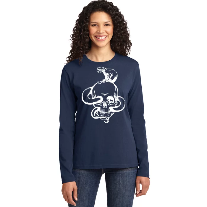 Snake Skull Ladies Long Sleeve Shirt