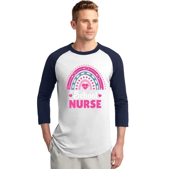 School Nurse Boho Rainbow Gift Baseball Sleeve Shirt