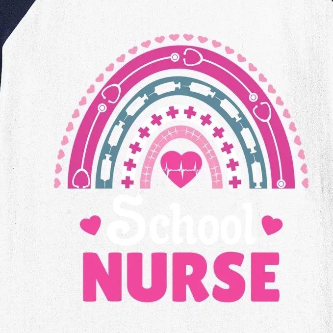 School Nurse Boho Rainbow Gift Baseball Sleeve Shirt