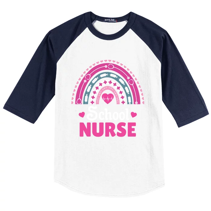 School Nurse Boho Rainbow Gift Baseball Sleeve Shirt