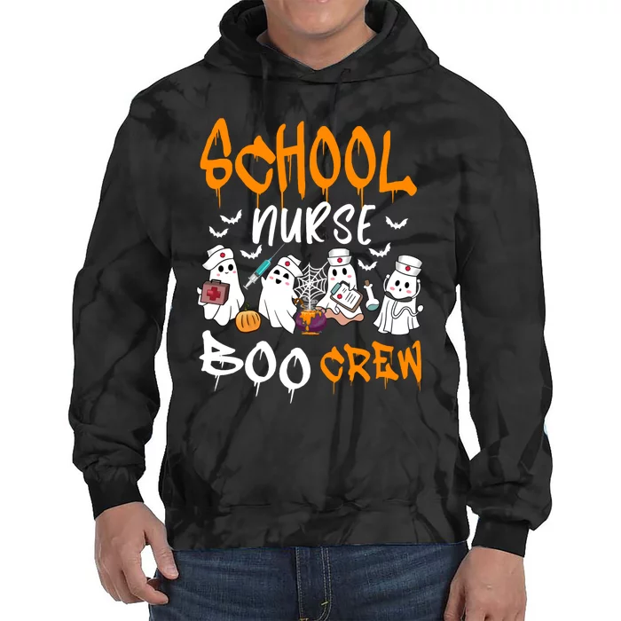 School Nurse Boo Crew Halloween School Nurse Costume Tie Dye Hoodie