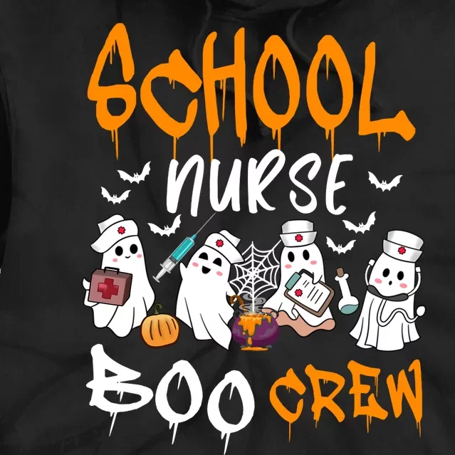 School Nurse Boo Crew Halloween School Nurse Costume Tie Dye Hoodie