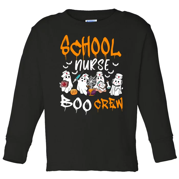 School Nurse Boo Crew Halloween School Nurse Costume Toddler Long Sleeve Shirt