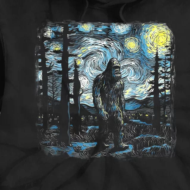 Starry Night Bigfoot Funny Sasquatch Van Gogh Tie Dye Hoodie