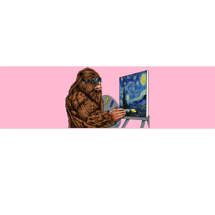 Starry Night Bigfoot Painting Funny Sasquatch Graphic Art Bumper Sticker