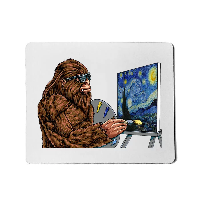 Starry Night Bigfoot Painting Funny Sasquatch Graphic Art Mousepad