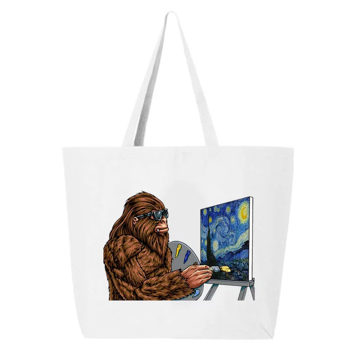 Starry Night Bigfoot Painting Funny Sasquatch Graphic Art 25L Jumbo Tote