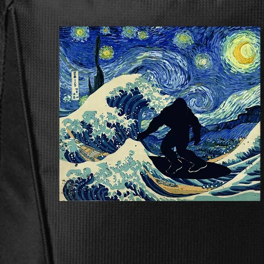 Starry Night Bigfoot Surfing Great Wave Off Kanagawa City Backpack