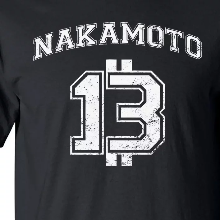 Satoshi Nakamoto Bitcoin Logo College Team Style Distressed Tall T-Shirt