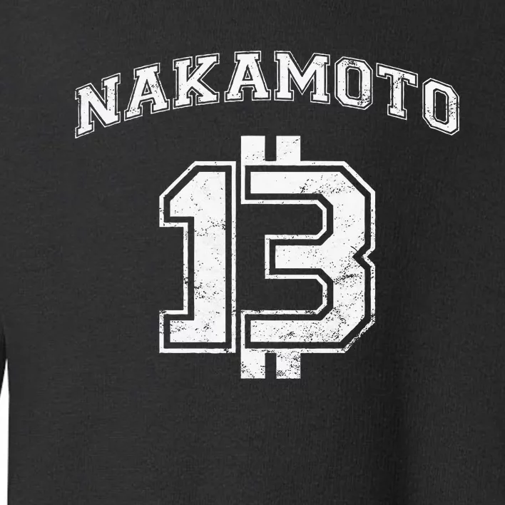 Satoshi Nakamoto Bitcoin Logo College Team Style Distressed Toddler Sweatshirt