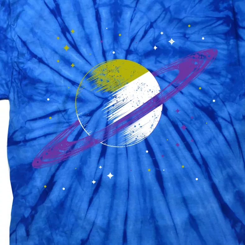 Saturn Non Binary Flag Agedner Astronomer Gift Non Binary Gift Tie-Dye T-Shirt