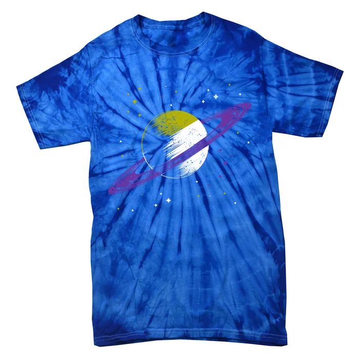 Saturn Non Binary Flag Agedner Astronomer Gift Non Binary Gift Tie-Dye T-Shirt