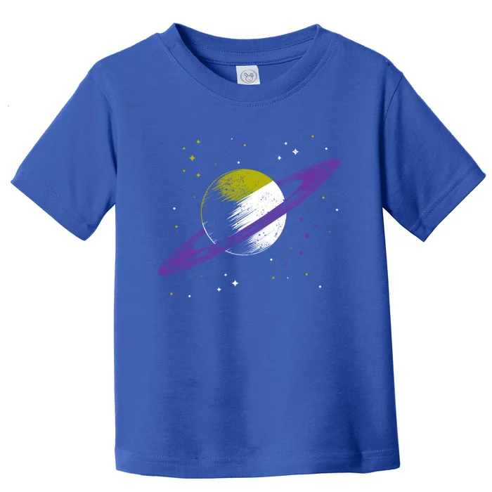 Saturn Non Binary Flag Agedner Astronomer Gift Non Binary Gift Toddler T-Shirt