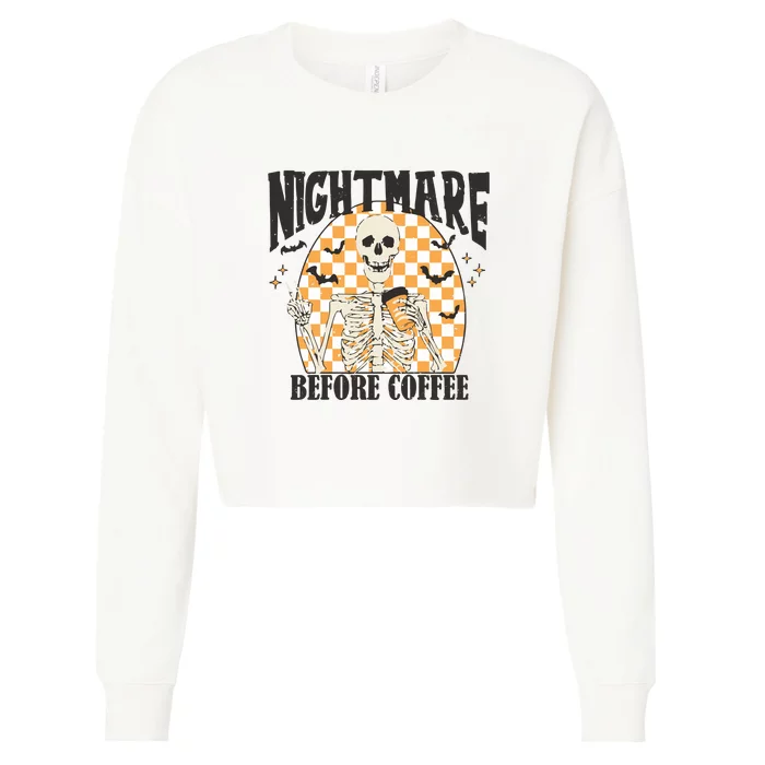 Skeleton Nightmare Before Coffee Cropped Pullover Crew