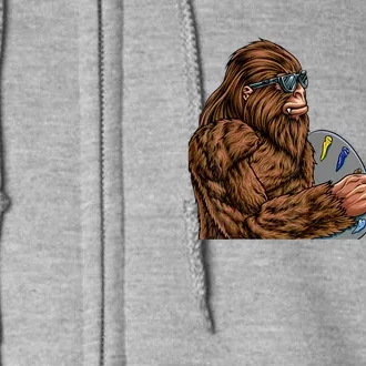 Starry Night Bigfoot Painting Funny Sasquatch Graphic Art Full Zip Hoodie