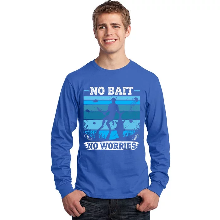 Spearfishing No Bait No Problem Dive Fish Hunt Spear Fishes Gift Tall Long Sleeve T-Shirt